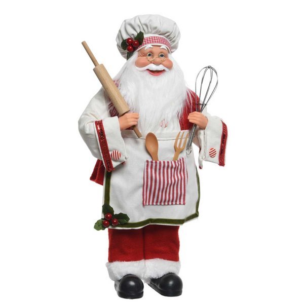 Χριστουγεννιάτικος Διακοσμητικός Άγιος Βασίλης Μάγειρας, με Ποδιά (30cm)